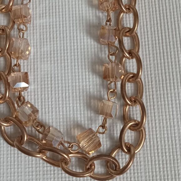 Paparazzi Block Party Princess Gold Toned MetalDouble Strand Statement Necklace - Picture 6 of 10